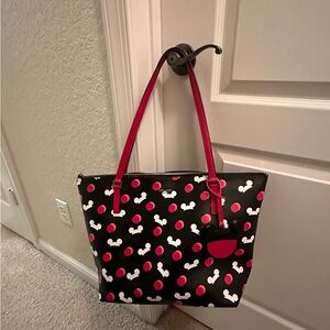 Disney x Kate Spade Black and Red Tote Bag with White Mickey Ears
